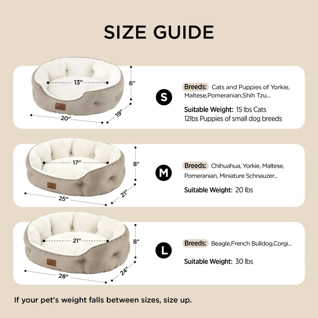 Alt view image 5 of 7 - Small Dog Bed Washable,Round Cat Beds for Indoor Cats,20in Ivory | Soft Plush Pet Bed,Dog Beds for Small Dogs for Puppy and Kittens,Anti-Slip Bottom,Easy to Clean