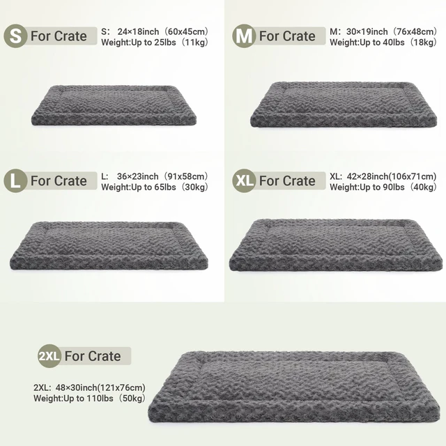 Alt view image 6 of 7 - Washable Dog Bed Mat Large Size Fluffy Pet Crate Pad 42x28 XL | Non-Slip Bottom Kennel Beds Ultra Soft Comfy Sleeping Mattress for Large Medium Small Dogs Gray