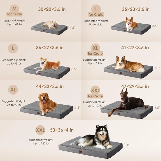 Alt view image 3 of 7 - Orthopedic Dog Bed Large with Removable Washable Cover, Grey, 35IN | Egg Crate Foam Support, Durable Oxford fabric, Non-Slip Bottom, Machine Washable, Soft Waterproof Plush Pet Bed Mat For Crate