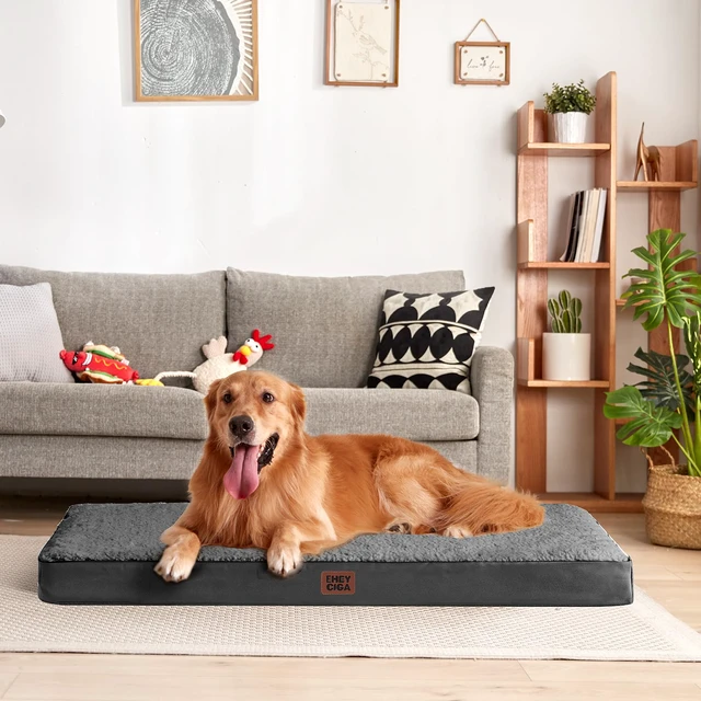 Alt view image 6 of 7 - Orthopedic Dog Bed Large with Removable Washable Cover, Grey, 35IN | Egg Crate Foam Support, Durable Oxford fabric, Non-Slip Bottom, Machine Washable, Soft Waterproof Plush Pet Bed Mat For Crate
