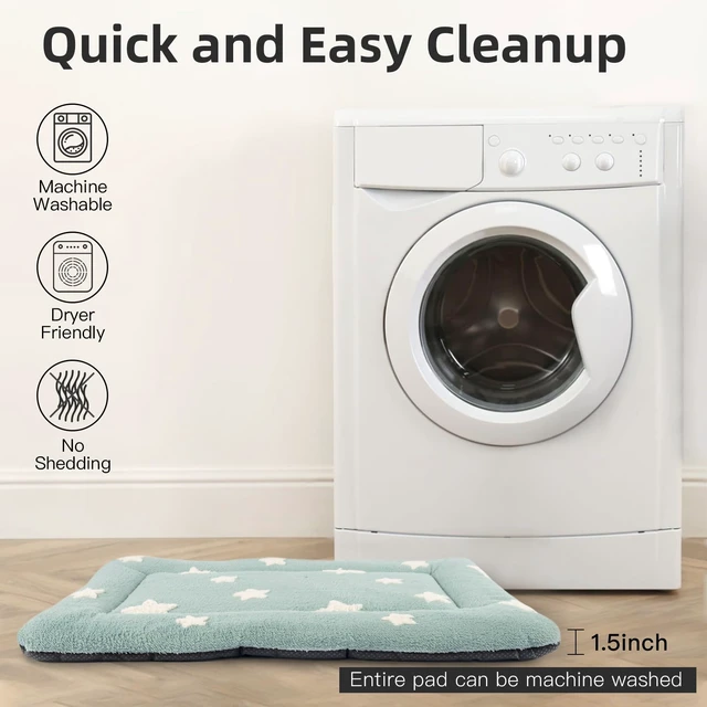 Alt view image 3 of 6 - Dog Crate Pad Washable Cat Dog Bed for Crate Flat Pet Kennel Mat | Soft Dog Cat Bed Mat, Puppy Crate Pad for Dog Cages Cozy Sleeping Liner, Cute Pet Pillow Cushion Anti Slip Small Blue 24 x 18