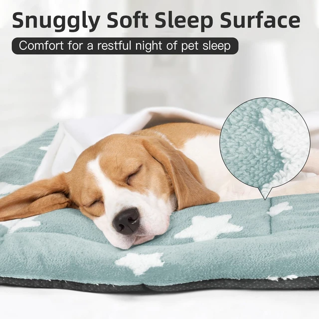 Alt view image 2 of 6 - Dog Crate Pad Washable Cat Dog Bed for Crate Flat Pet Kennel Mat | Soft Dog Cat Bed Mat, Puppy Crate Pad for Dog Cages Cozy Sleeping Liner, Cute Pet Pillow Cushion Anti Slip Small Blue 24 x 18