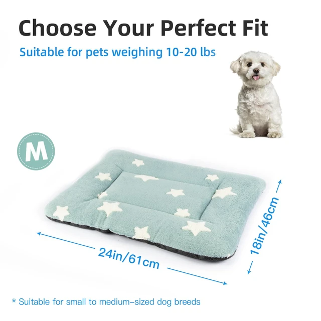 Alt view image 6 of 6 - Dog Crate Pad Washable Cat Dog Bed for Crate Flat Pet Kennel Mat | Soft Dog Cat Bed Mat, Puppy Crate Pad for Dog Cages Cozy Sleeping Liner, Cute Pet Pillow Cushion Anti Slip Small Blue 24 x 18