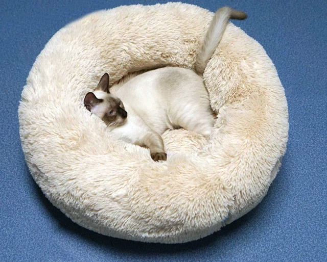 Alt view image 3 of 7 - Dog Bed for Small Dogs & Cats, 24 Inch Medium Fluffy Washable Donut Bed | Plush Puppy Bed and Cat Bed for Pets up to 25 lb, High-Loft Polyester Fill with Water-Resistant Non-Skid Base for Indoor Use