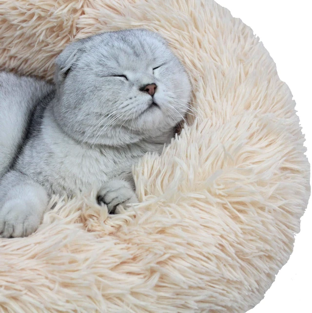 Alt view image 4 of 7 - Dog Bed for Small Dogs & Cats, 24 Inch Medium Fluffy Washable Donut Bed | Plush Puppy Bed and Cat Bed for Pets up to 25 lb, High-Loft Polyester Fill with Water-Resistant Non-Skid Base for Indoor Use