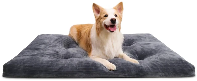 Main image of Washable Dog Crate Bed Kennel Mat for Medium Dogs, 35 x 23 Inch, Grey | 3in thick soft PP filling,Elastic rebound,300gsm shed-proof flannel,Soft skin-friendly,Anti-slip bottom,Machine washable