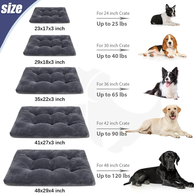 Alt view image 7 of 7 - Washable Dog Crate Bed Kennel Mat for Medium Dogs, 35 x 23 Inch, Grey | 3in thick soft PP filling,Elastic rebound,300gsm shed-proof flannel,Soft skin-friendly,Anti-slip bottom,Machine washable