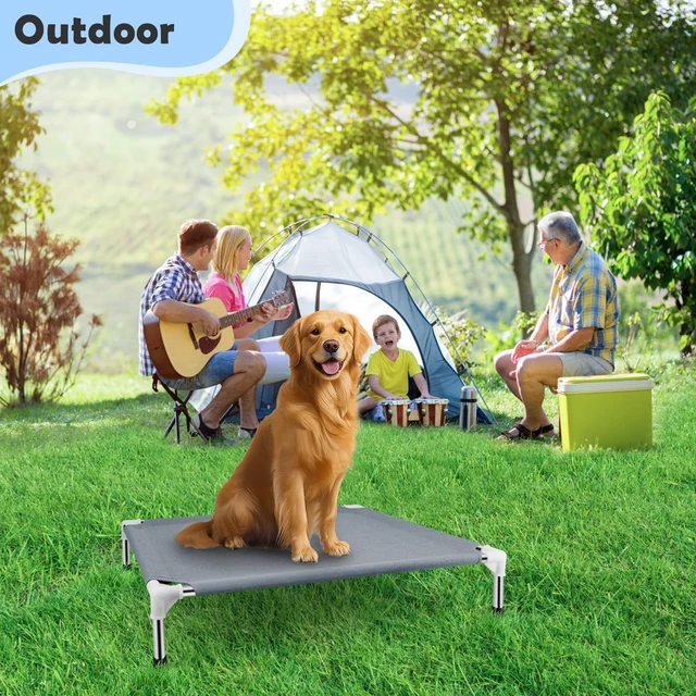 Alt view image 6 of 7 - Elevated Dog Bed, Raised Outdoor Dog Bed for Medium Dogs, Portable Pet Cots | Cooling Elevated Bed for Dogs, Portable Pet Cots, No-Slip Rubber Feet, Double Layer Polyester Cotton, 34"L x 26"W x 6.5"H