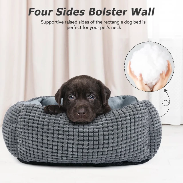 Alt view image 3 of 7 - Dog Bed for Large Medium Small Dogs, Rectangle Washable Sleeping Puppy Bed, Soft Calming Cat Beds for Indoor Cats, Orthopedic Pet Sofa Bed, Anti-Slip Bottom with Multiple Size (20'', Grey)