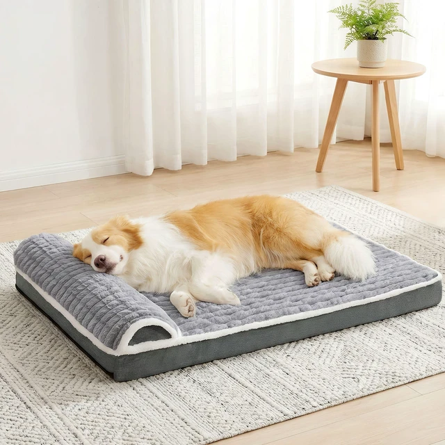 Main image of Orthopedic Large Dog Bed Pillow Pet Sofa Bed 36''X24'' Grey | Egg-Crate Foam Pet Couch Large Sized Dog, Waterproof Removable Washable Cover,Furry Puppy Crate Mat With Nonskid Bottom