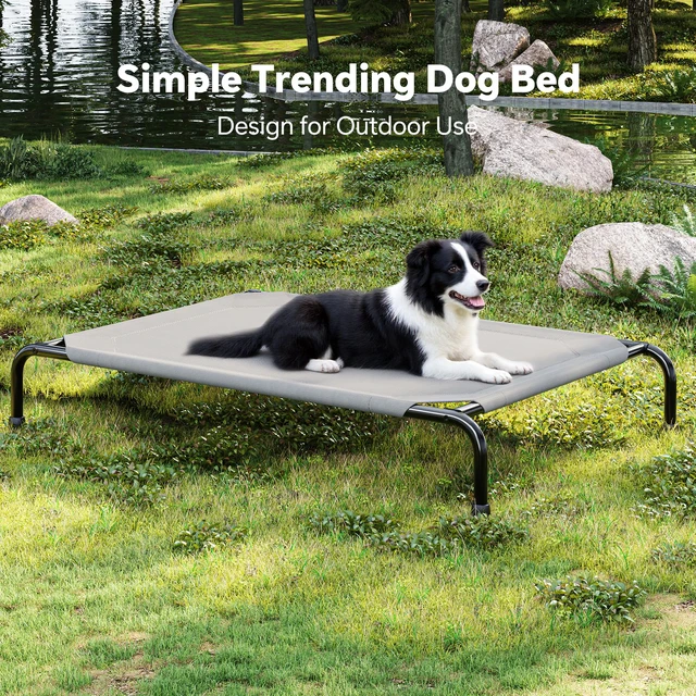 Alt view image 6 of 7 - Raised Dog Bed for Large Dogs, Waterproof XL Dog Cot, Grey | Outdoor Cooling Elevated Pet Bed Load 200lb, 47.75" x 30.5"