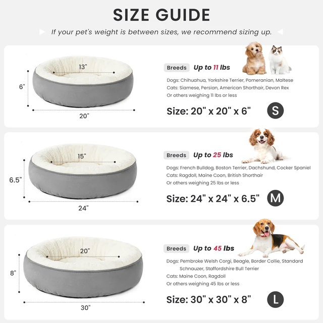 Alt view image 3 of 7 - bin Round Donut Cat and Dog Cushion Bed, 20in Bed for Cats or Small Dogs, Anti-Slip & Water-Resistant Bottom, Super Soft Durable Fabric Pet Beds, Washable Luxury Cat & Dog Bed Gray