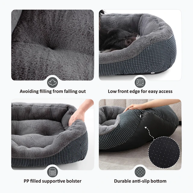 Alt view image 3 of 7 - Small Dog Bed for Small Dogs, Cat Beds for Indoor Cats Washable, Orthopedic Dog Bed, Warming Soft Calming Sleeping Puppy Bed Durable Pet Bed with Anti-Slip Bottom S(20"x19"x6")