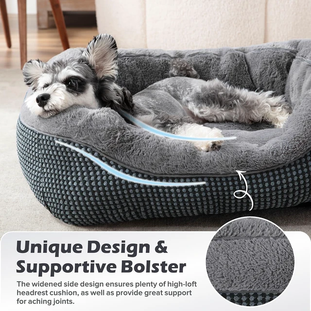 Alt view image 4 of 7 - Small Dog Bed for Small Dogs, Cat Beds for Indoor Cats Washable, Orthopedic Dog Bed, Warming Soft Calming Sleeping Puppy Bed Durable Pet Bed with Anti-Slip Bottom S(20"x19"x6")