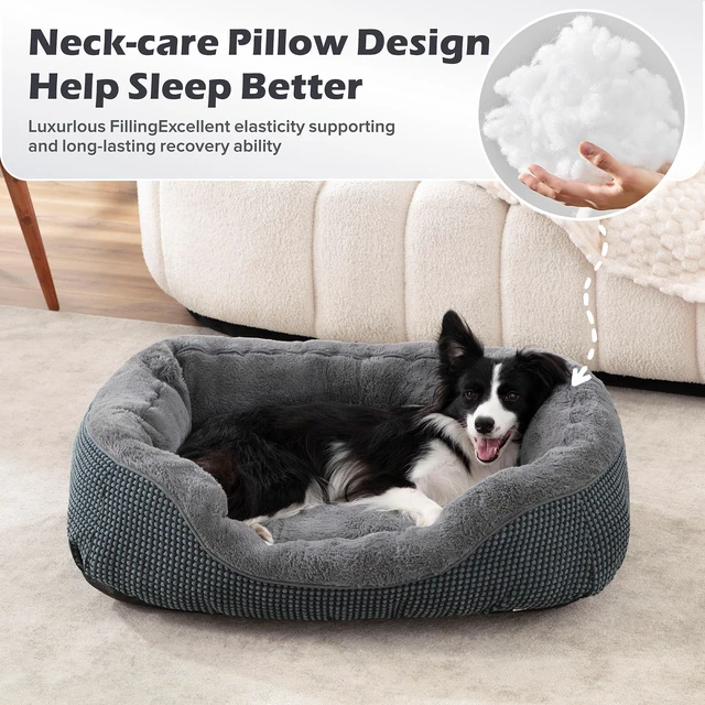 Alt view image 7 of 7 - Small Dog Bed for Small Dogs, Cat Beds for Indoor Cats Washable, Orthopedic Dog Bed, Warming Soft Calming Sleeping Puppy Bed Durable Pet Bed with Anti-Slip Bottom S(20"x19"x6")