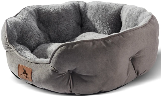 Main image of Small Dog Bed for Small Dogs, Cat Beds for Indoor Cats, Pet Bed for Puppy and Kitty, Extra Soft & Machine Washable with Anti-Slip & Water-Resistant Oxford Bottom, Grey, 20 inches