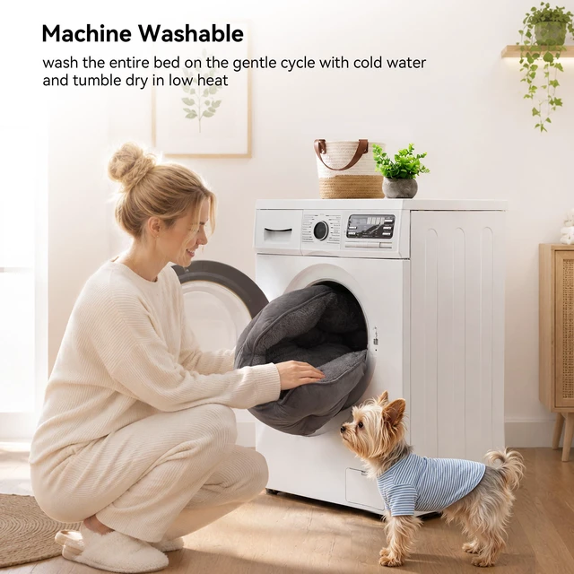 Alt view image 5 of 7 - Small Dog Bed for Small Dogs, Cat Beds for Indoor Cats, Pet Bed for Puppy and Kitty, Extra Soft & Machine Washable with Anti-Slip & Water-Resistant Oxford Bottom, Grey, 20 inches