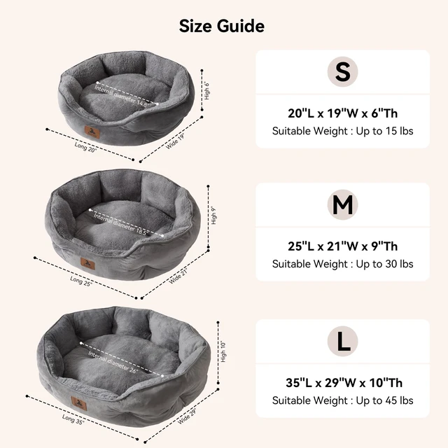 Alt view image 6 of 7 - Small Dog Bed for Small Dogs, Cat Beds for Indoor Cats, Pet Bed for Puppy and Kitty, Extra Soft & Machine Washable with Anti-Slip & Water-Resistant Oxford Bottom, Grey, 20 inches