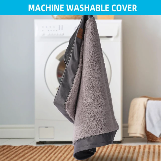 Alt view image 3 of 6 - Washable Orthopedic Large Dog Bed with Removable Cover, Pet Bed Mat | Big Waterproof Dog Crate Bed, Egg Crate Foam Support, Anti-Slip Bottom, Easy-Clean, Soft Plush Dog Beds Large Sized Dog, Grey