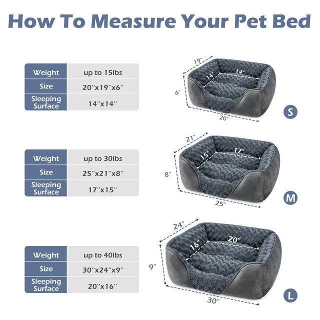 Alt view image 3 of 7 - Rectangle Washable Orthopedic Dog Bed for Small, Medium and Large Dogs, Soft Calming, Sleeping Puppy Bed Durable Pet Cuddler with Anti-Slip Bottom, S (20"x19"x6")
