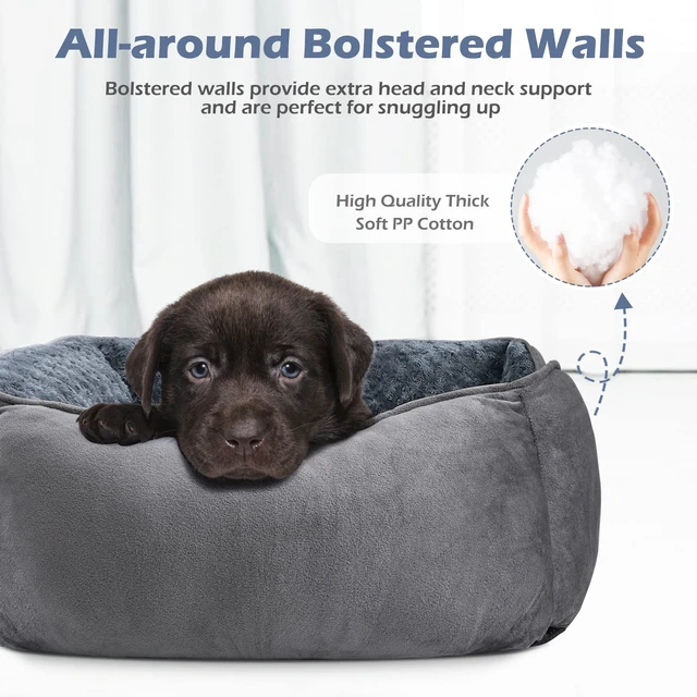 Alt view image 2 of 7 - Rectangle Washable Orthopedic Dog Bed for Small, Medium and Large Dogs, Soft Calming, Sleeping Puppy Bed Durable Pet Cuddler with Anti-Slip Bottom, S (20"x19"x6")
