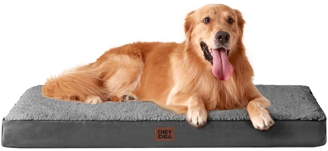 Main image of Orthopedic Dog Bed Large with Removable Washable Cover, 41IN Grey | Egg Crate Foam Support, Durable Oxford fabric, Non-Slip Bottom, Machine Washable, Soft Waterproof Plush Pet Bed Mat For Crate