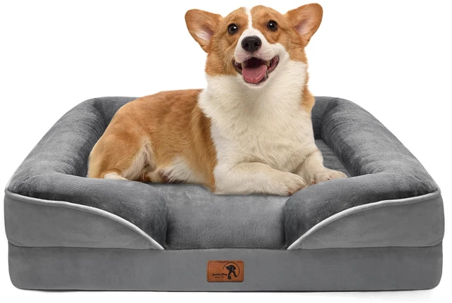 Main image of Orthopedic Dog Bed with Sides - Dog Sofa Beds for Medium Dogs, Supportive Foam Pet Couch Bed with Washable Removable Cover, Waterproof Lining and Non-Slip Bottom, Grey - M