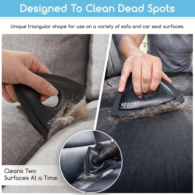 Alt view image 4 of 7 - Mini Pet Hair Remover for Car Detailing Dog Hair Tool Brush(Black) | Deep Cleaning, Reusable Rubber, Gentle on Fabrics, Triangle Design For Car Interiors, Couch, Rugs, Carpet, Mats & Furniture