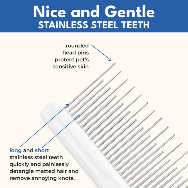 Alt view image 2 of 7 - Grooming Comb for Long & Curly Hair in Dogs & Cats - Top Pet Detangler Brush - Removes & Prevents Matted Fur - Perfect for Goldendoodle, Poodle Mixes, and Cat Undercoat