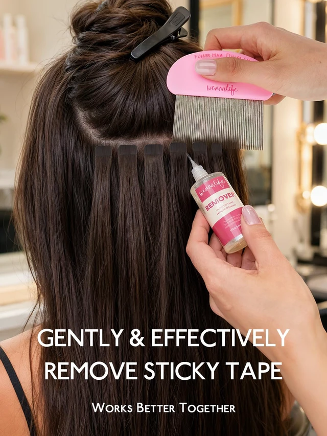 Alt view image 3 of 7 - Tape in Extension Remover Comb, Fine Teeth Glue Residue Cleaning Hair Comb for Tape in Extensions, Effective Remove Without Pulling, Ergonomic Safe Rounded Design for Salon & Home Use