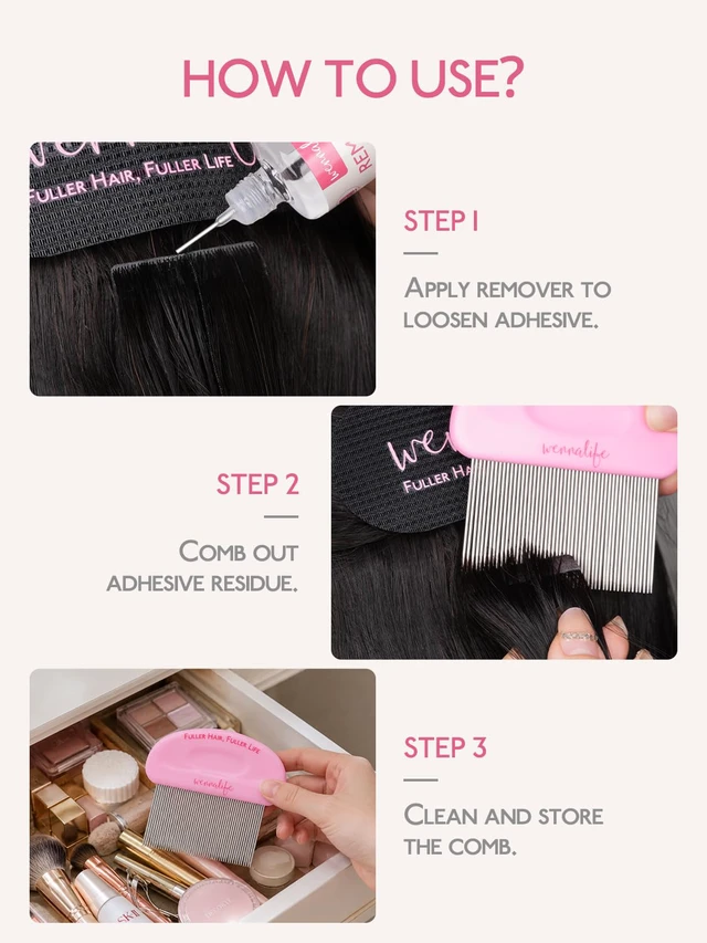 Alt view image 5 of 7 - Tape in Extension Remover Comb, Fine Teeth Glue Residue Cleaning Hair Comb for Tape in Extensions, Effective Remove Without Pulling, Ergonomic Safe Rounded Design for Salon & Home Use