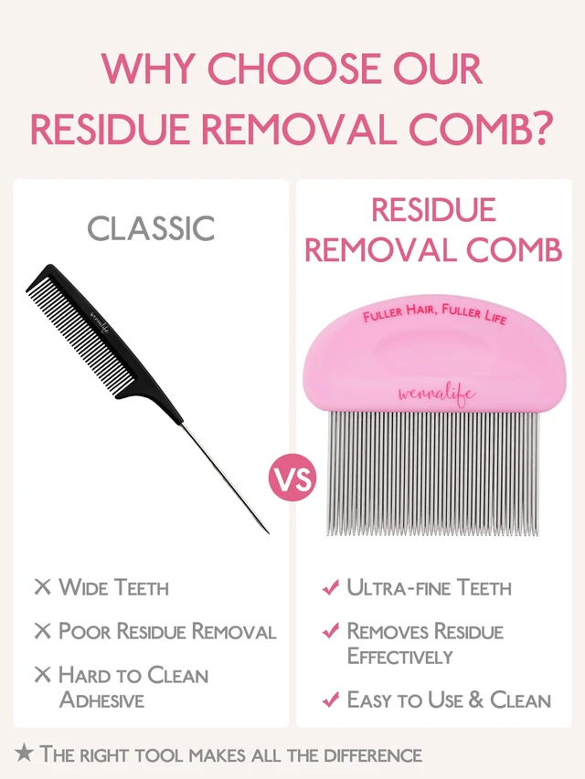 Alt view image 6 of 7 - Tape in Extension Remover Comb, Fine Teeth Glue Residue Cleaning Hair Comb for Tape in Extensions, Effective Remove Without Pulling, Ergonomic Safe Rounded Design for Salon & Home Use