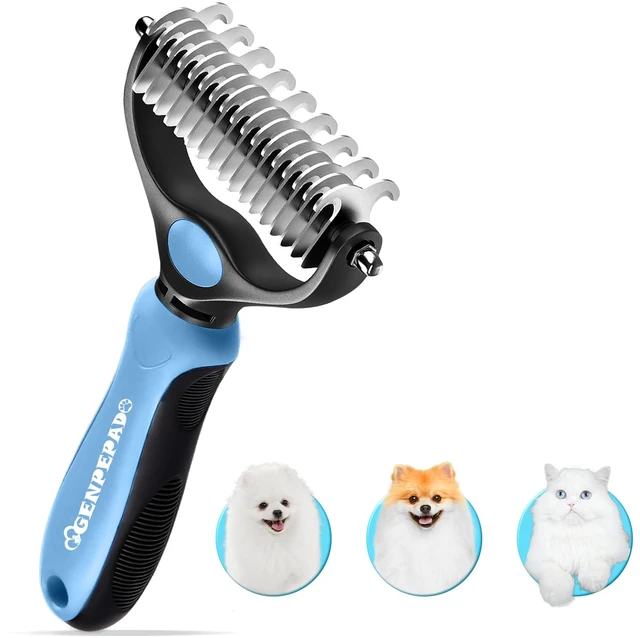 Main image of Undercoat Rake for Dogs & Cats, Dematting Comb with Extra Wide Double-Sided Stainless Steel Teeth for Detangling, Deshedding, Brushing, Thinning & Removing Shed Fur, Knots, Mats, and Tangles in Pets
