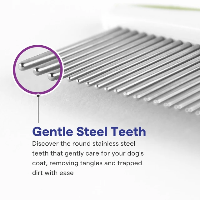 Alt view image 3 of 7 - Dog & Cat Comb Removes Tangles, Knots, and Matted Fur Grooming Tool with Stainless Steel Teeth and Non-Slip Handle Best Pet Hair Comb for Home Grooming Kit Includes eBook Guide