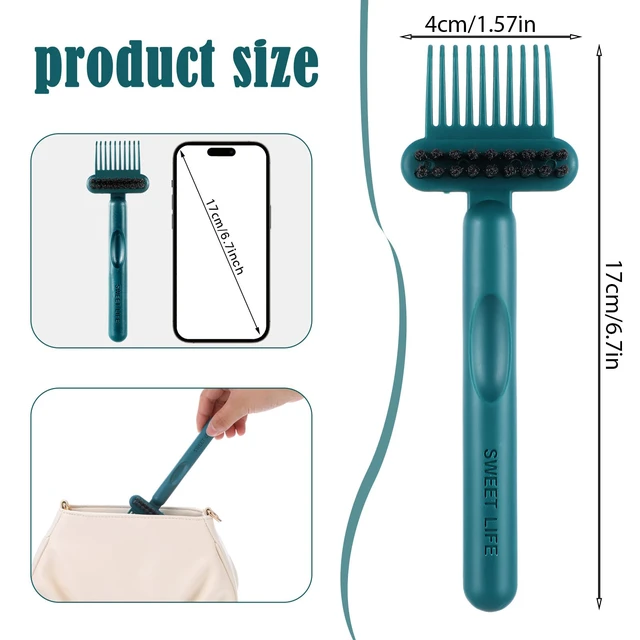 Alt view image 2 of 7 - 2-in-1 Hair Brush Cleaner & Remover Tool Brush Cleaning Tool Comb Cleaner Effective Hairbrush Cleaners Small and Portable for Travel Man Woman Home Salon Removing Hair Dust(Green)