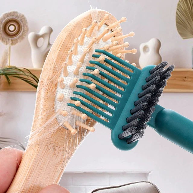 Alt view image 3 of 7 - 2-in-1 Hair Brush Cleaner & Remover Tool Brush Cleaning Tool Comb Cleaner Effective Hairbrush Cleaners Small and Portable for Travel Man Woman Home Salon Removing Hair Dust(Green)