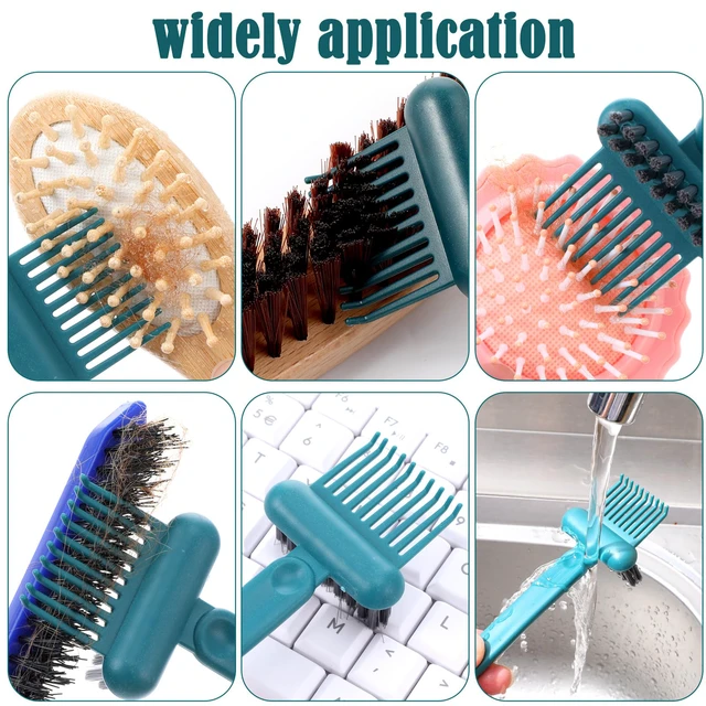 Alt view image 5 of 7 - 2-in-1 Hair Brush Cleaner & Remover Tool Brush Cleaning Tool Comb Cleaner Effective Hairbrush Cleaners Small and Portable for Travel Man Woman Home Salon Removing Hair Dust(Green)