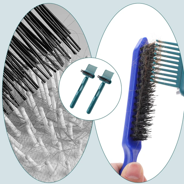 Alt view image 7 of 7 - 2-in-1 Hair Brush Cleaner & Remover Tool Brush Cleaning Tool Comb Cleaner Effective Hairbrush Cleaners Small and Portable for Travel Man Woman Home Salon Removing Hair Dust(Green)