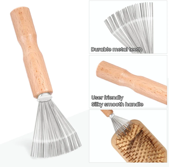 Alt view image 4 of 7 - 2 Pcs Hair Brush Cleaning Tool Mini Comb Cleaner Rake Metal Wires Hair Remover Tool for Home and Salon Use