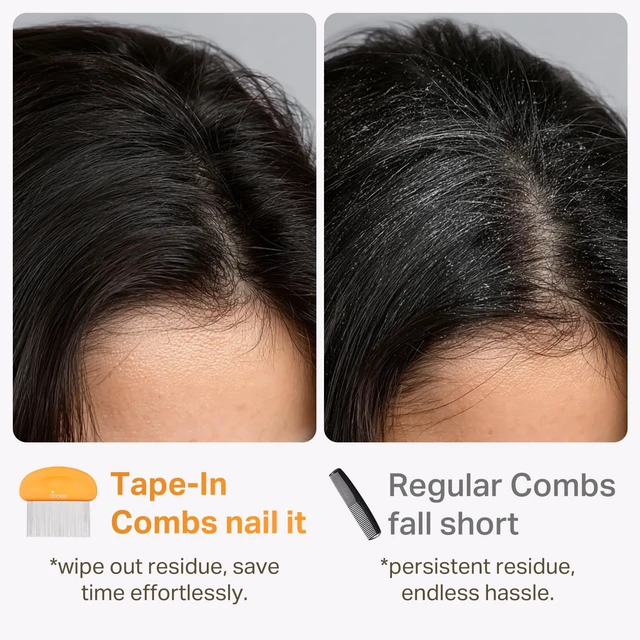 Alt view image 3 of 7 - Tape In Extensions Remover Comb, Tape In Removal Comb with Stainless Steel Fine Teeth for Wigs & Hairpiece Adhesives Quickly & Easy Remove for All Hair Types Detangler Comb for Wet & Dry Hair