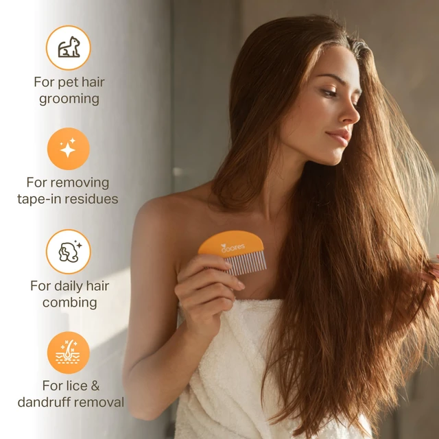 Alt view image 4 of 7 - Tape In Extensions Remover Comb, Tape In Removal Comb with Stainless Steel Fine Teeth for Wigs & Hairpiece Adhesives Quickly & Easy Remove for All Hair Types Detangler Comb for Wet & Dry Hair