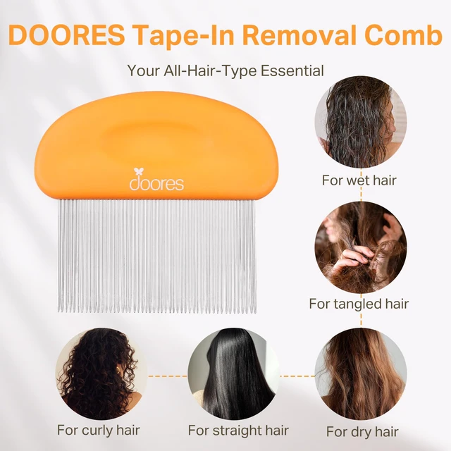 Alt view image 5 of 7 - Tape In Extensions Remover Comb, Tape In Removal Comb with Stainless Steel Fine Teeth for Wigs & Hairpiece Adhesives Quickly & Easy Remove for All Hair Types Detangler Comb for Wet & Dry Hair