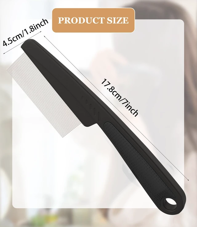 Alt view image 6 of 7 - Dandruff Comb Removal 0.5mm Metal Fine Tooth Scalp Detox Hair Care Tool 1PC |Build Up Flakes Lice Comb, Stainless Steel Teeth, Self Cleaning, Scalp Massage, Anti Slip Handle, for Women Men Kids, Black