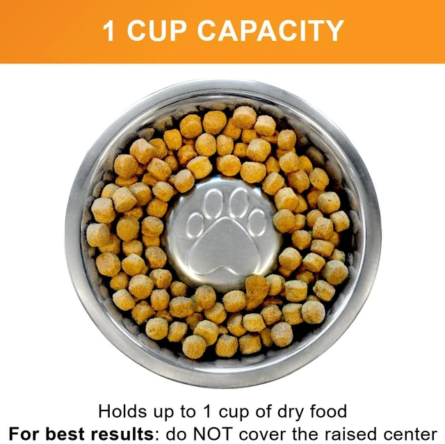 Alt view image 2 of 7 - Stainless Steel Slow Feed Dog Bowl for Fast Eating Medium Breed, Metal Slow Feeder Dog Bowl Fits in Medium Neater Feeder Deluxe, for Puppy or Dogs (19-40 lbs), 1 Cup Food Capacity