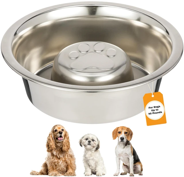 Main image of Stainless Steel Slow Feed Dog Bowl for Fast Eating Medium Breed, Metal Slow Feeder Dog Bowl Fits in Medium Neater Feeder Deluxe, for Puppy or Dogs (19-40 lbs), 1 Cup Food Capacity
