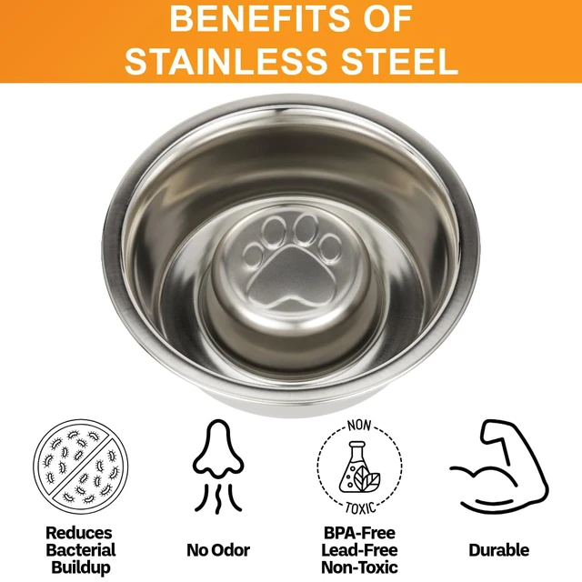Alt view image 5 of 7 - Stainless Steel Slow Feed Dog Bowl for Fast Eating Large Breed, Metal Slow Feeder Dog Bowl Fits in Large Neater Feeders, for Puppy or Dogs (>40 lbs), 3 Cup Food Capacity