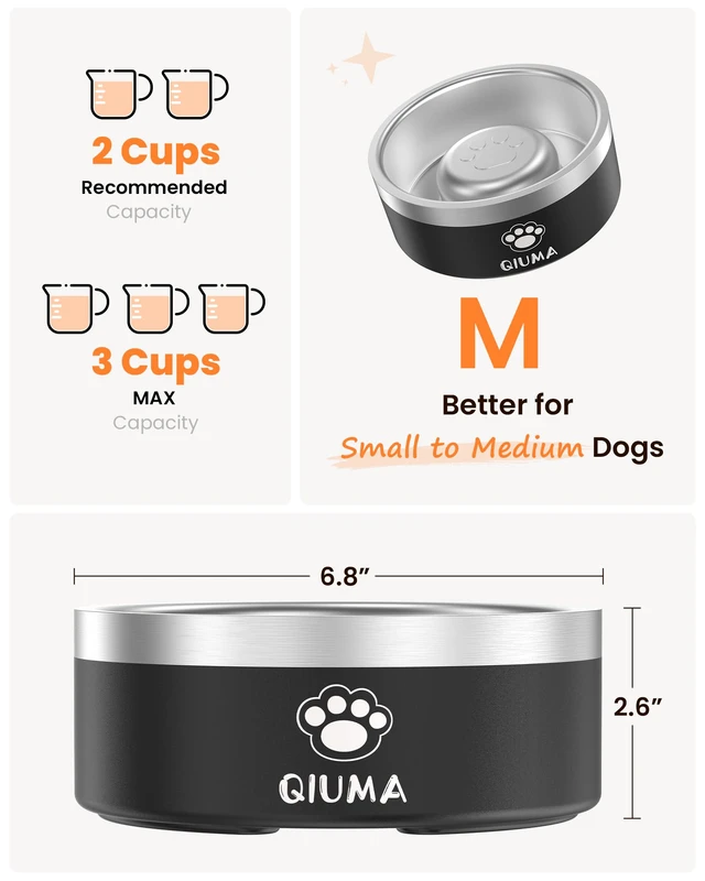 Alt view image 2 of 7 - Slow Feeder Dog Bowl Stainless Steel, Food-Grade 304 Metal Dog Slow Feeder Bowl 2 Cups Capacity, Heavy Duty Double-Layer with Non-Slip Base, Pet Puzzle Bowls for Small & Medium Dogs (Black)