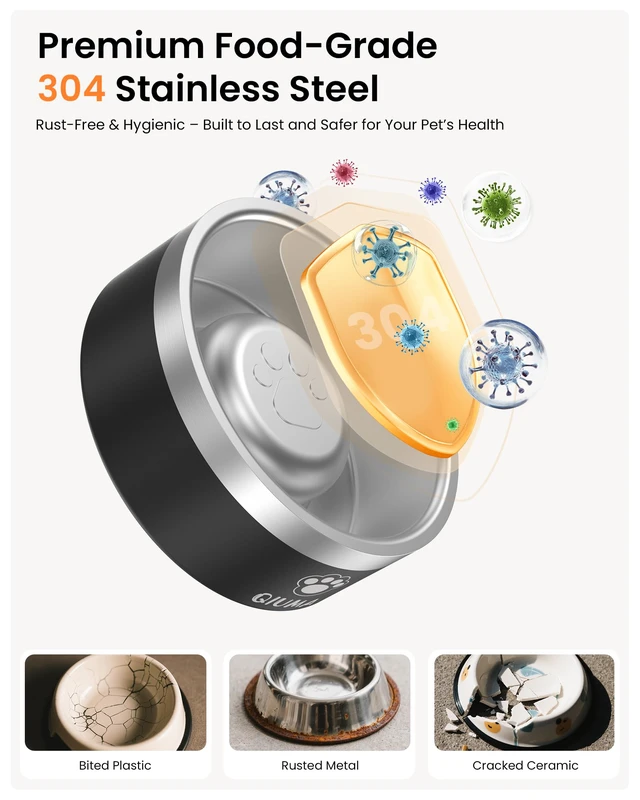 Alt view image 3 of 7 - Slow Feeder Dog Bowl Stainless Steel, Food-Grade 304 Metal Dog Slow Feeder Bowl 2 Cups Capacity, Heavy Duty Double-Layer with Non-Slip Base, Pet Puzzle Bowls for Small & Medium Dogs (Black)