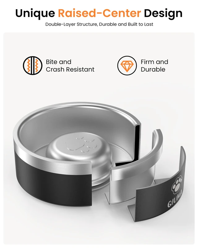 Alt view image 6 of 7 - Slow Feeder Dog Bowl Stainless Steel, Food-Grade 304 Metal Dog Slow Feeder Bowl 2 Cups Capacity, Heavy Duty Double-Layer with Non-Slip Base, Pet Puzzle Bowls for Small & Medium Dogs (Black)