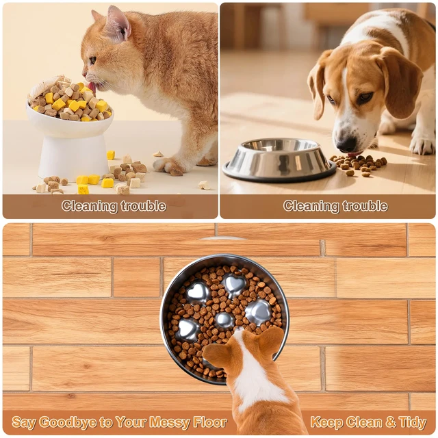 Alt view image 5 of 6 - 2 Pack Stainless Steel Slow Feeder Dog Bowls, Non-Slip Metal Pet Bowls for Fast Eaters, Anti-Gulping Bloat Prevention Dog Food Bowls, Easy to Clean for Small Breeds